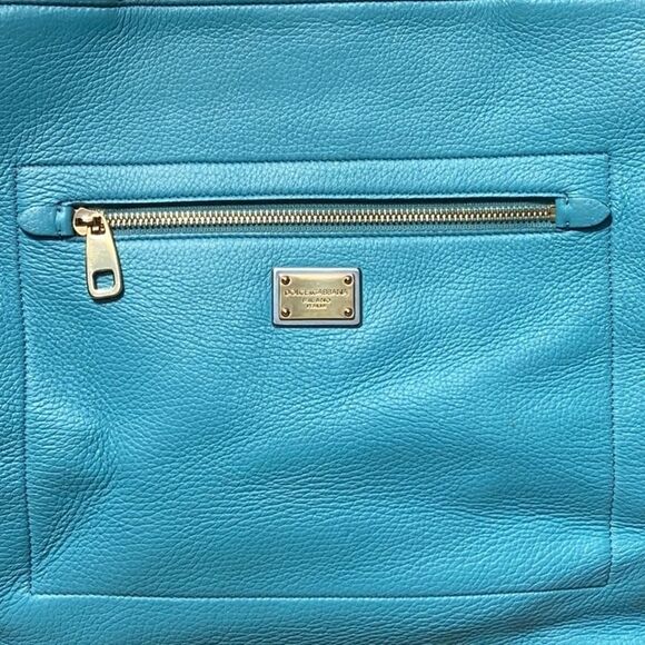 DOLCE & GABBANA BLUE LEATHER SHOULDER SATCHEL TOTE BAG - Picture 14 of 16